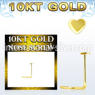 gisht 10kt gold nose screw with 2.5mm gold heart shaped top