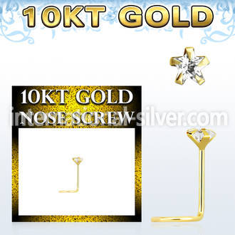 giszsm1 10kt gold nose screw, w 3mm star cz stone