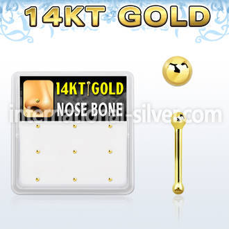 gnb3x box w 14kt gold nose bones, 20g w 1.5mm ball shaped top