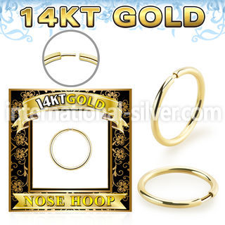 gnr31 14 karat yellow gold seamless nose ring hoop 18g