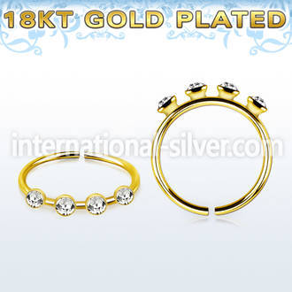 gold plated silver nose hoop w four 1.5mm round crystals 