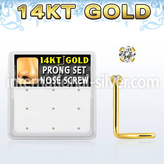 gsc2x box w 14kt gold nose screws, 20g w 1.5mm set clear cz 