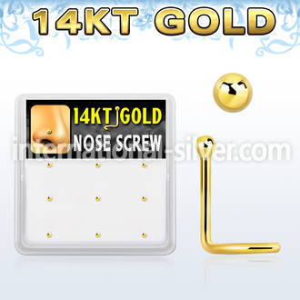 gsc3x box w 14kt gold nose screws, 20g w 1.5mm ball shaped top
