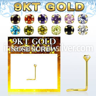 gsczm9 l shape nose studs gold 