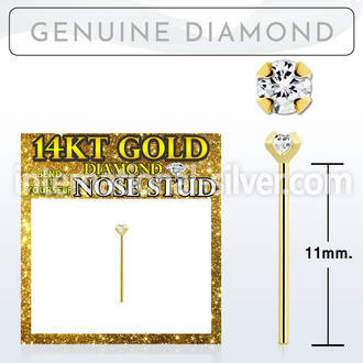 gydb2 genuine diamond 14karat gold self bending nose stud 2mm prong set round diamond