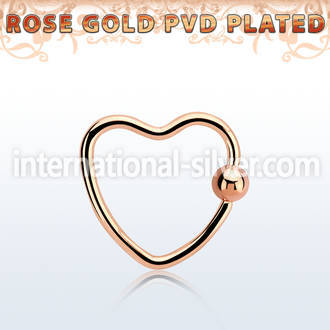 hcrtt16 rose gold steel heart shaped ball closure ring 3mm ball