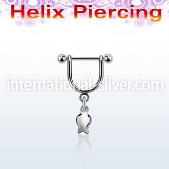 heud9 steel helix stirrup w a 16g, barbell w a dangling tulip