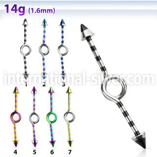 idbtn14 straight barbells anodized surgical steel 316l 