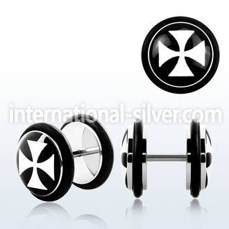 ipcrg surgical steel fake plug with iron cross logo o rings