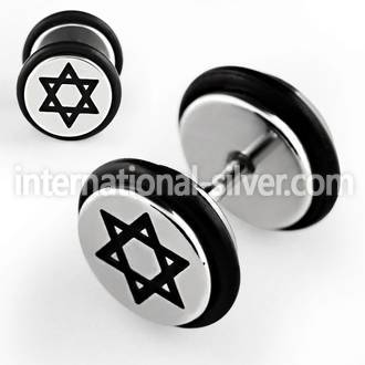 ipo18 high polished 316l steel fake plug with david star logo