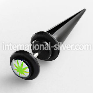 ivtpl2 black acrylic fake taper with marijuana logo o rings
