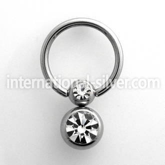 jebc2 surgical steel ball closure ring with two jewel balls