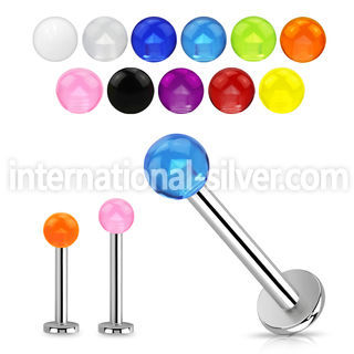 lbuvb4 steel 14g labret stud acrylic uv reactive ball