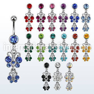 mcdbut12 316l steel belly banana with 2 crystal butterflies