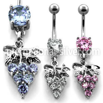 mcdz104 316l steel belly banana with prong cz stone cz grape