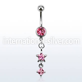 mcdz21 316l steel belly banana with prong cz star square cz