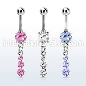 mcdz418 steel belly banana w dangling triple cz chains