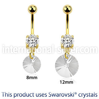 mdk718 anodized plating steel belly barbell swarovski gem