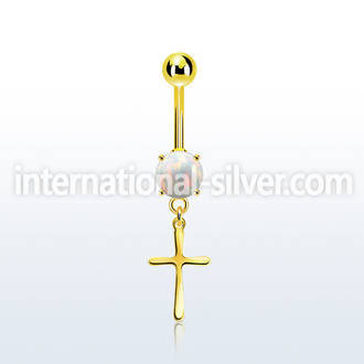 mgocrs gold steel belly banana w opal  plain simple cross