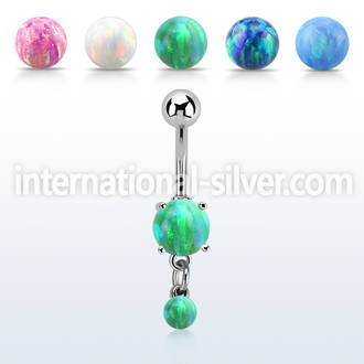 moopb4 steel belly banana w 7mm opal dangling 4mm opal ball