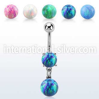 moopb8 steel belly banana w 7mm opal dangling 8mm opal ball