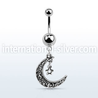 msd730 316l steel belly banana w a dangling moon w a star