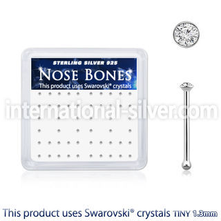 nb6cxsw silver nose bones swarovski gem