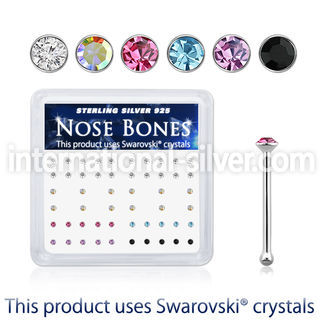 nb9mxsw silver nose bones assorted swarovski gem