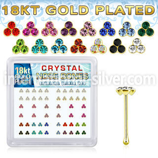 nbtrmg 18k gold plated silver nose bones with color triangle