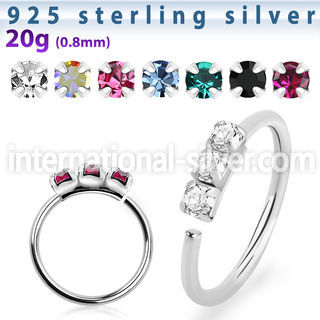 nham 925 sterling silver seamless nose ring 1.5mm prong set color crystals
