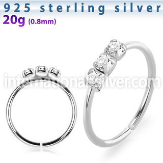nhdm 925 sterling silver seamless nose hoop ring 1.5mm prong set color gems