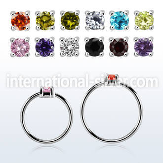 nhz2 silver nose ring w a 2mm cz in casting prong set