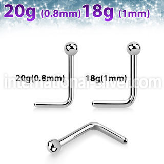 nlb surgical steel l shaped nose stud 2mm ball