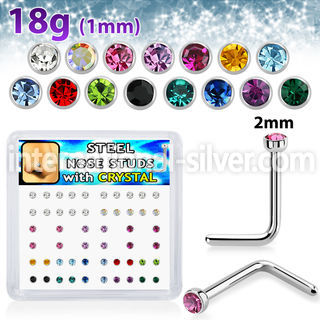 nlc18xm surgical steel nose studs round color gem tops