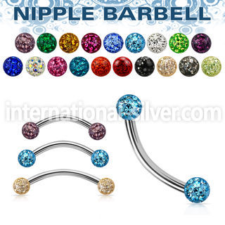 npbnfr4 316l surgical steel nipple banana 4mm multi gem ferido balls resin cover