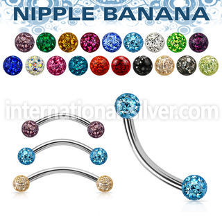 npbnfr4 316l surgical steel nipple banana 4mm multi gem ferido balls resin cover