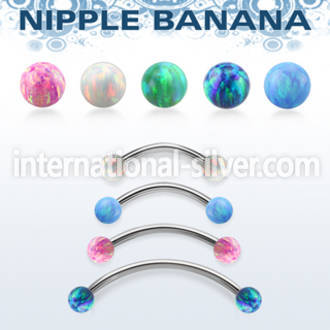 npbnop5 316l steel nipple banana 5mm synthetic opal balls