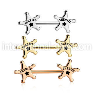 nptsh21 anodized plating steel straight barbell sheriff star