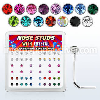 ns14mx l shape nose studs silver 925 nose