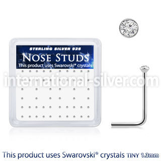 ns6cxsw silver nose studs swarovski gem