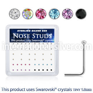 ns6mxsw silver nose studs assorted swarovski gem