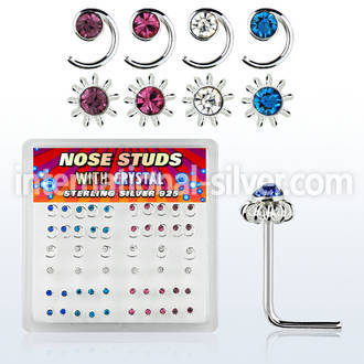 nsbxm2 l shape nose studs silver 925 nose