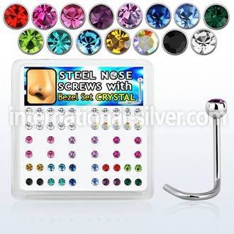 nscb25xm l shape nose studs surgical steel 316l nose