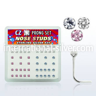 nsczbxm l shape nose studs silver 925 nose