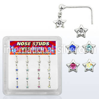 nsds16 l shape nose studs silver 925 nose