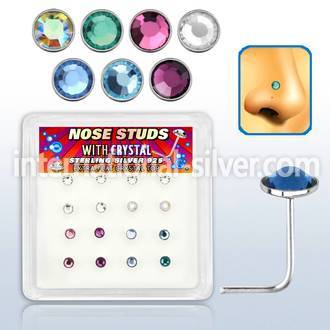 nsfb16m l shape nose studs silver 925 nose