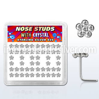 nsflbxc l shape nose studs silver 925 nose