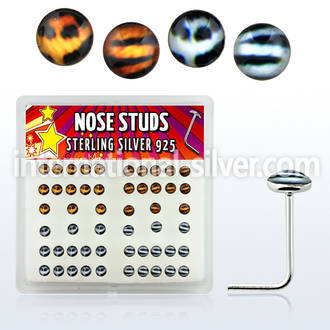 nslgx6 l shape nose studs silver 925 nose