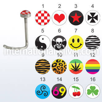 nslgx polished 316l steel stud with tops in assorted designs