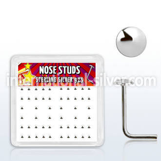 nsmx3 l shape nose studs silver 925 nose